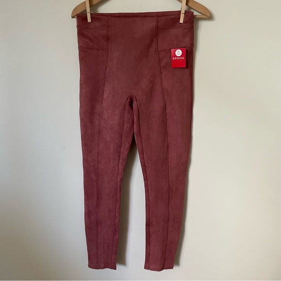 NEW Spanx Faux Suede Leggings Rich Rose Pink Petite Medium 20322Q NWT - Picture 5 of 11